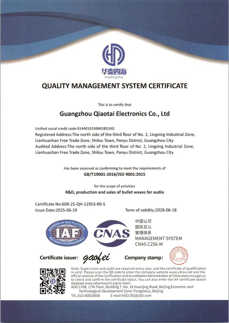 ISO 9001 Quality Management Certificate